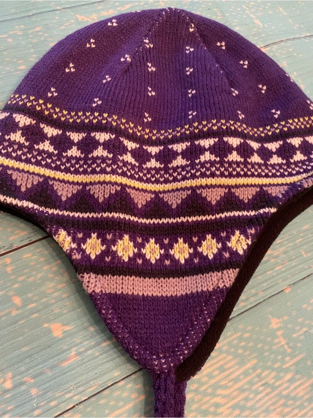 Columbia Purple Winter Earflap Hat With Tassels